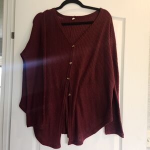 Womens Purple Waffle Knit Shirt Size Xl Euc